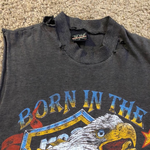 Vintage 80s Harley Davidson Eagle born in the USA single stitch shirt mens XS - Picture 4 of 4